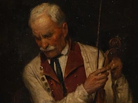 The fiddler, late 19thc, oil on canvas on panel 37 x 23.5 cm. (14.57 x 9 1/4 in.), frame: 46 x 34 cm. (18.10 x 13.39 in.) - afbeelding 4 van  4