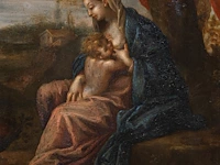 The 'madonna lactans' in a landscape, 17thc, oil on copper 21 x 15.5 cm. (8.26 x 6.09 in.), frame: 42.5 x 37 cm. (16.73 x 14.57 in.) - afbeelding 3 van  4