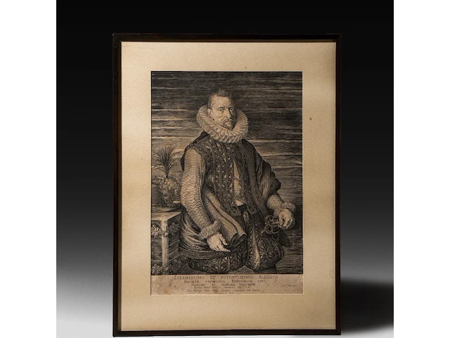 The portrait of albrecht of austria, archduke of burgundy, copper engraving by joannes muller after a painting by peter paul rubens 55 x 41 cm. (21.64 x 16.14 in.) - afbeelding 1 van  4