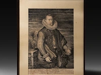 The portrait of albrecht of austria, archduke of burgundy, copper engraving by joannes muller after a painting by peter paul rubens 55 x 41 cm. (21.64 x 16.14 in.)