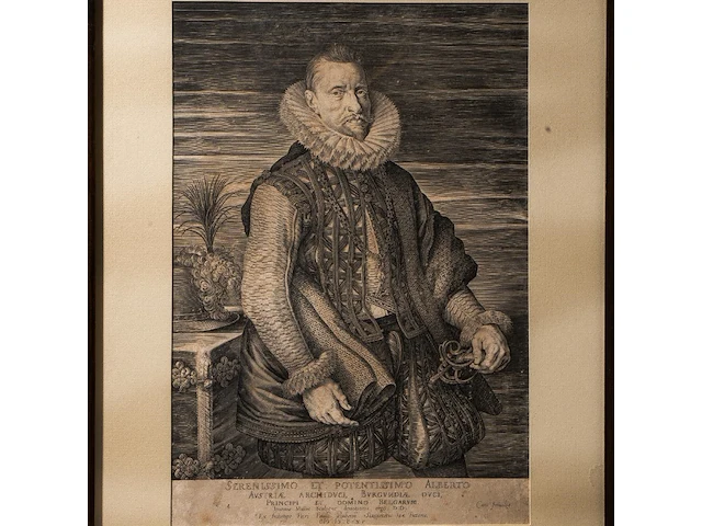 The portrait of albrecht of austria, archduke of burgundy, copper engraving by joannes muller after a painting by peter paul rubens 55 x 41 cm. (21.64 x 16.14 in.) - afbeelding 2 van  4