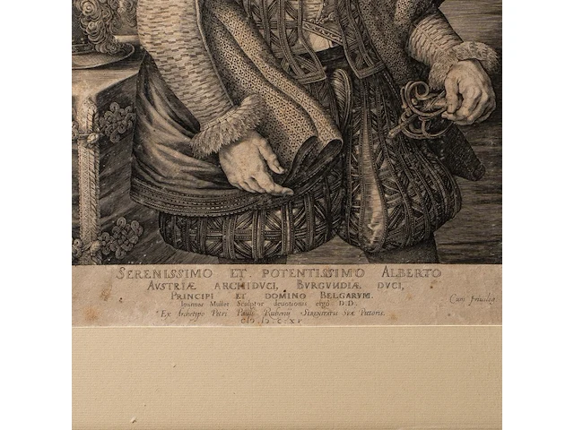 The portrait of albrecht of austria, archduke of burgundy, copper engraving by joannes muller after a painting by peter paul rubens 55 x 41 cm. (21.64 x 16.14 in.) - afbeelding 3 van  4
