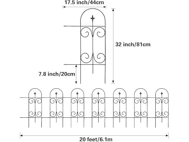 Thealyn metalen decoratieve tuinhekrand 82 cm hoog x 6,1 m breed - afbeelding 2 van  5