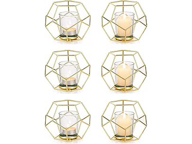 Theelicht-kaarsenhouder goudkleurig (6) - afbeelding 2 van  2