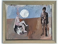 Theo boons - naaktfiguren in landschap - acryl op board