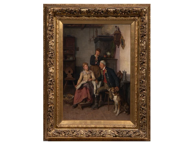 Théodore gérard (1829-1902), the newspaper, 1893, oil on canvas 80 x 57 cm. (31 1/2 x 22.44 in.), frame: 110 x 87 cm. (43.31 x 34 1/4 in.) - afbeelding 2 van  7