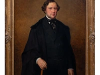 Théodore-joseph caneel (1817-1892), portrait of a man holding a walking stick, 1856, oil on canvas 124 x 94 cm. (48.82 x 37.00 in.), frame: 147 x 117 cm. (57.86 x 46.06 in.) - afbeelding 2 van  5
