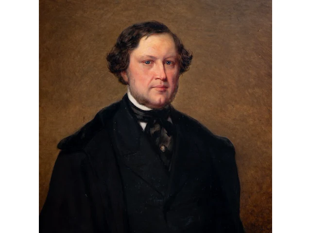 Théodore-joseph caneel (1817-1892), portrait of a man holding a walking stick, 1856, oil on canvas 124 x 94 cm. (48.82 x 37.00 in.), frame: 147 x 117 cm. (57.86 x 46.06 in.) - afbeelding 5 van  5