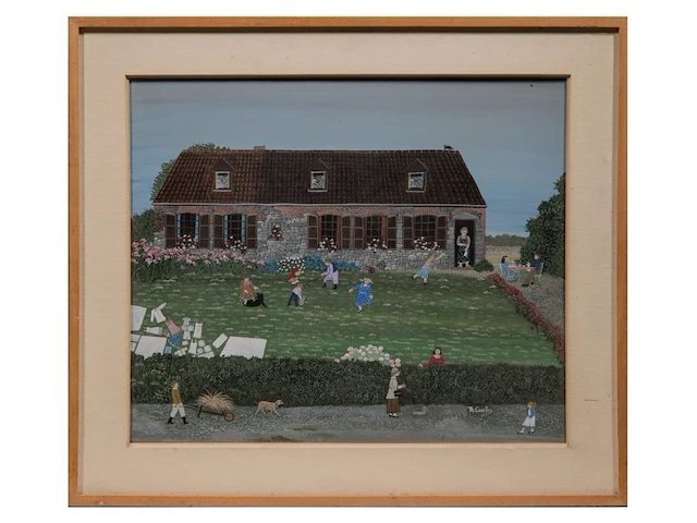 Thérèse coustry (1950), 'lessine sur l'herbe', oil on board 50 x 60 cm. (19.67 x 23.62 in.), frame: 65 x 75 cm. (25.58 x 29.53 in.) - afbeelding 2 van  8