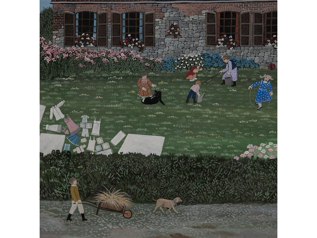 Thérèse coustry (1950), 'lessine sur l'herbe', oil on board 50 x 60 cm. (19.67 x 23.62 in.), frame: 65 x 75 cm. (25.58 x 29.53 in.) - afbeelding 6 van  8