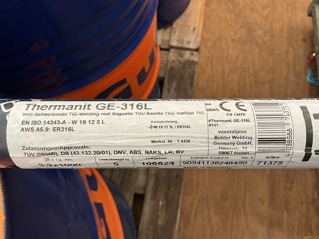 Thermanit ge-316l 5/kg tig-lasstaaf - afbeelding 1 van  2