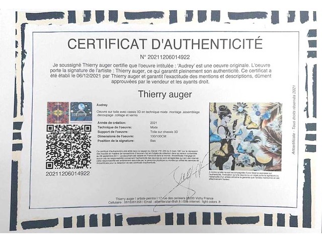 Thierry auger - audrey - gemengde techniek op doek - 100x100 cm - afbeelding 5 van  14