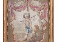 Three 18thc upholstery tapestry fragments with pastoral scenery, framed - afbeelding 4 van  7
