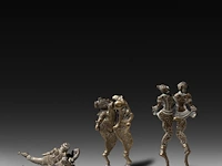 Three erotic brass betel nut cutters, india, h 16 cm (tallest) - afbeelding 2 van  5