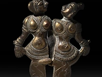 Three erotic brass betel nut cutters, india, h 16 cm (tallest) - afbeelding 3 van  5