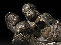 Three erotic brass betel nut cutters, india, h 16 cm (tallest) - afbeelding 5 van  5