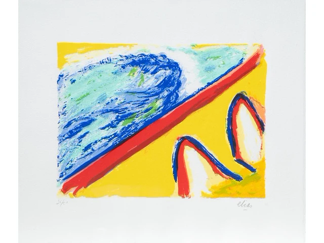 Three lithographs by etienne elias (1936-2007), n° 36/50 24 x 32 cm. (9.44 x 12.59 in.), frame: 51.5 x 59 cm. (20.28 x 23.23 in.) - afbeelding 7 van  14