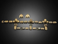 Three sets of chinese gilt bronze repoussé and open-work strap plaques or horse trappings with floral motifs, liao dynasty (907–1125) - afbeelding 3 van  10