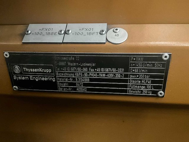 Thyssen-krupp hydrauliek groep/aggregaat - afbeelding 15 van  18