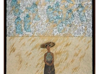 Tien quyet, woman in the rain, 2002, mixed media, 90 x 91 cm. (35.42 x 35.82 in.), frame: 95.5 x 96.5 cm. (37.60 x 37.99 in.) - afbeelding 2 van  6