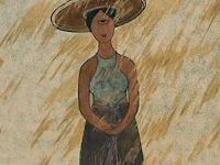 Tien quyet, woman in the rain, 2002, mixed media, 90 x 91 cm. (35.42 x 35.82 in.), frame: 95.5 x 96.5 cm. (37.60 x 37.99 in.) - afbeelding 5 van  6
