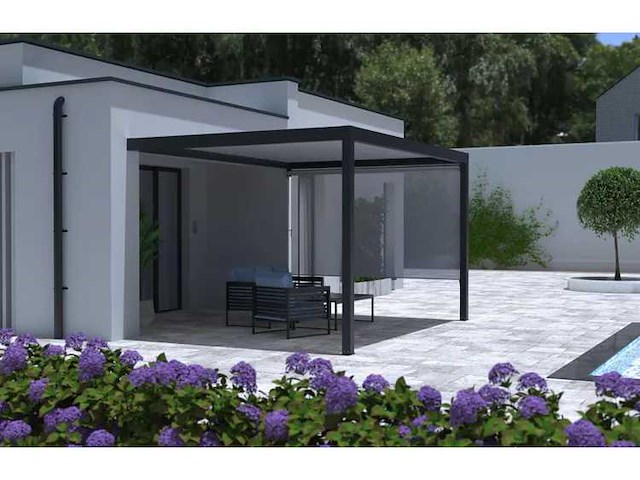 Tieral ongeleide zijluifel voor caleta 3m pergola met geborsteld grijs antraciet - afbeelding 3 van  5