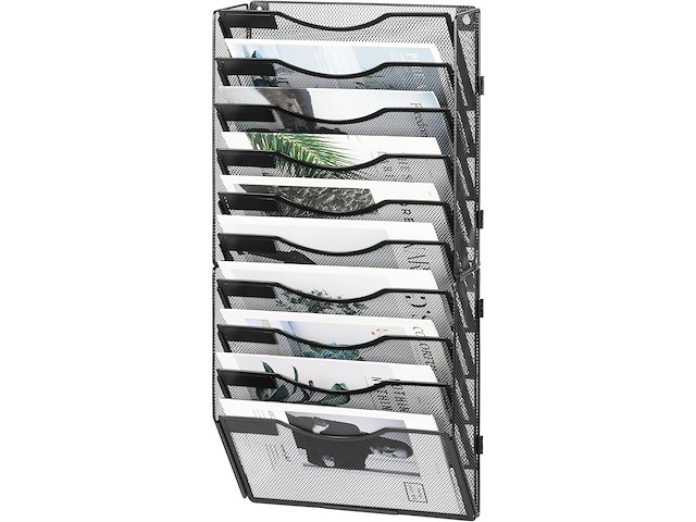 Tijdschriftenrek zwart 10 pockets - afbeelding 1 van  4