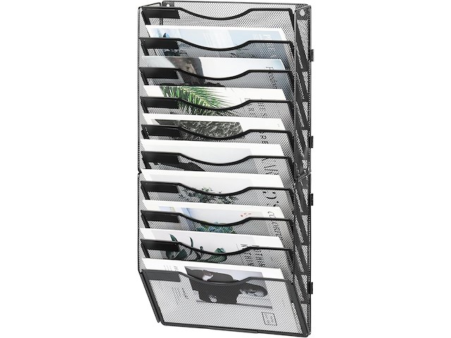 Tijdschriftenrek zwart 10 pockets - afbeelding 1 van  4