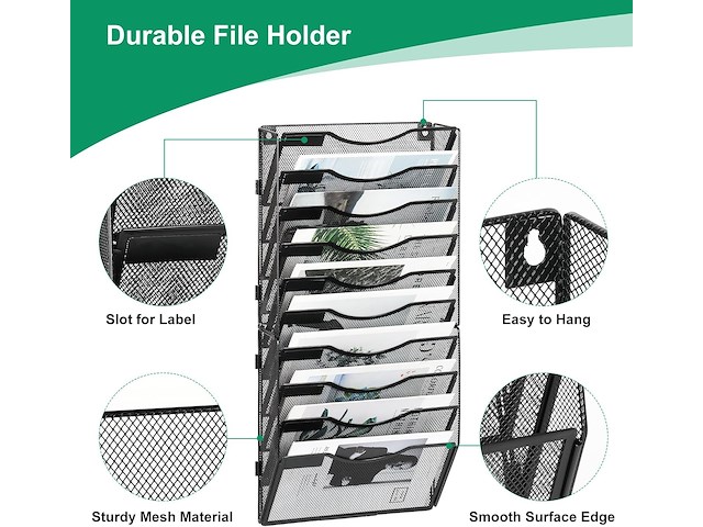 Tijdschriftenrek zwart 10 pockets - afbeelding 3 van  4
