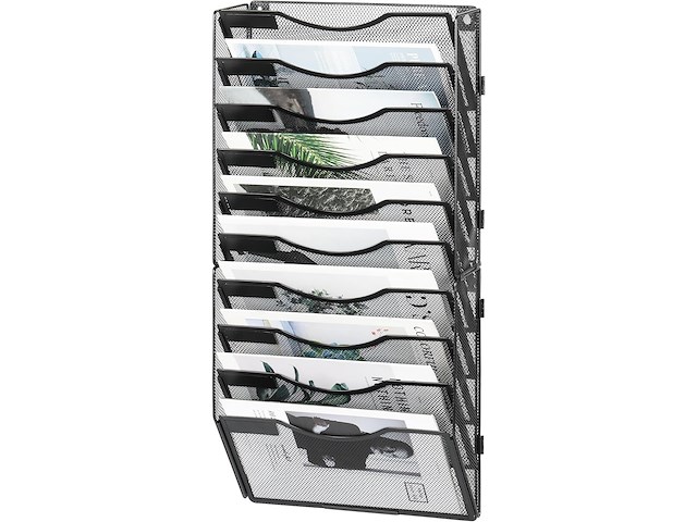 Tijdschriftenrek zwart 10 pockets - afbeelding 1 van  4