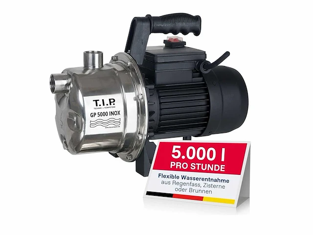 T.i.p. gp 5000 inox tuinpomp 1200w, 5000 l/h - afbeelding 1 van  4