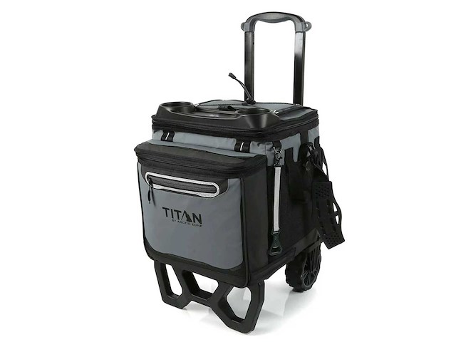 Titan 22,5 liter wielkoeler (60 blikken) met offroad-karretje – grijs - afbeelding 1 van  6
