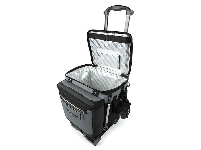 Titan 22,5 liter wielkoeler (60 blikken) met offroad-karretje – grijs - afbeelding 2 van  6