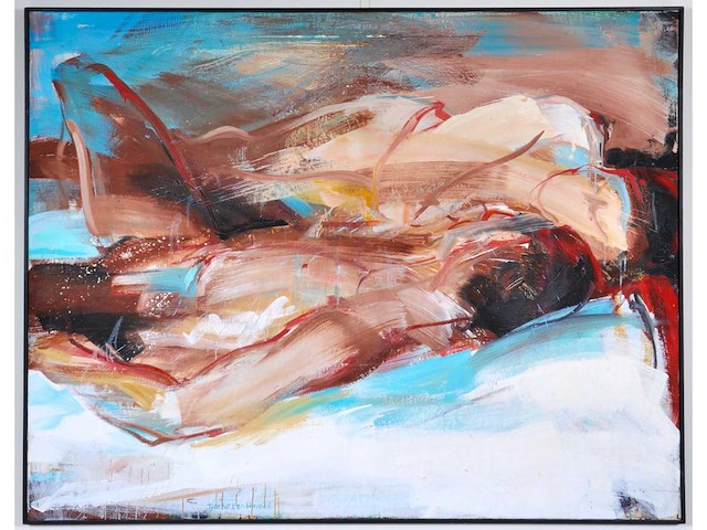 Tjarko ten have - intiem moment - olie op doek - 125x160 cm - 1986 - afbeelding 1 van  14