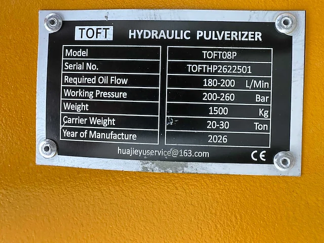 Toft - 2026 - toft08p - cat 320 - hydraulische crusher - afbeelding 6 van  14