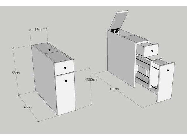 Toiletkast - 2 lades en een antracietafwerking - afbeelding 4 van  4