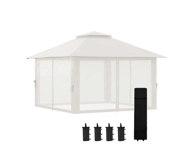 Tonnelle barnum de jardin pop-up pliant double toit protection uv 50+ avec 4 moustiquaires zippées 4 x 4 m - afbeelding 4 van  10