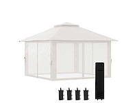 Tonnelle barnum de jardin pop-up pliant double toit protection uv 50+ avec 4 moustiquaires zippées 4 x 4 m - afbeelding 4 van  10