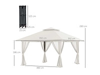 Tonnelle barnum de jardin pop-up pliant double toit protection uv 50+ avec 4 moustiquaires zippées 4 x 4 m - afbeelding 5 van  10