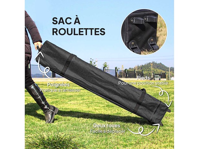 Tonnelle barnum de jardin pop-up pliant double toit protection uv 50+ avec 4 moustiquaires zippées 4 x 4 m - afbeelding 6 van  10