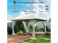 Tonnelle barnum de jardin pop-up pliant double toit protection uv 50+ avec 4 moustiquaires zippées 4 x 4 m - afbeelding 7 van  10