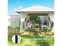 Tonnelle barnum de jardin pop-up pliant double toit protection uv 50+ avec 4 moustiquaires zippées 4 x 4 m - afbeelding 8 van  10