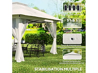 Tonnelle barnum de jardin pop-up pliant double toit protection uv 50+ avec 4 moustiquaires zippées 4 x 4 m - afbeelding 9 van  10