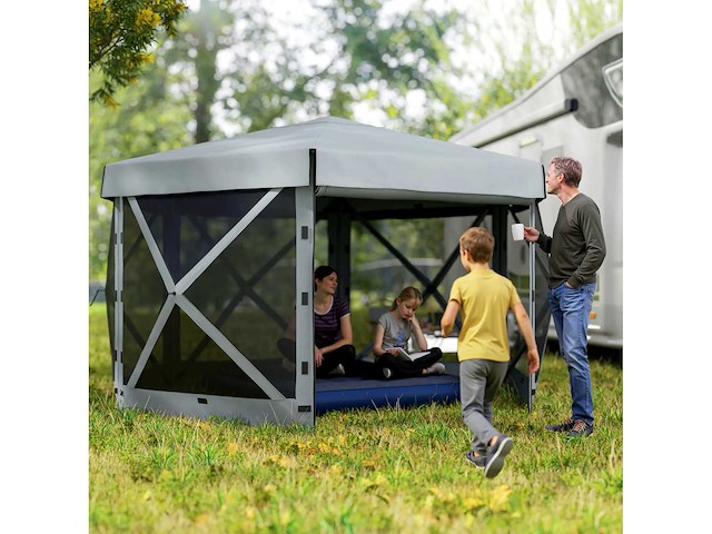 Tonnelle de jardin, chapiteau de jardin avec 5 panneaux en treillis et sac de transport - afbeelding 2 van  8