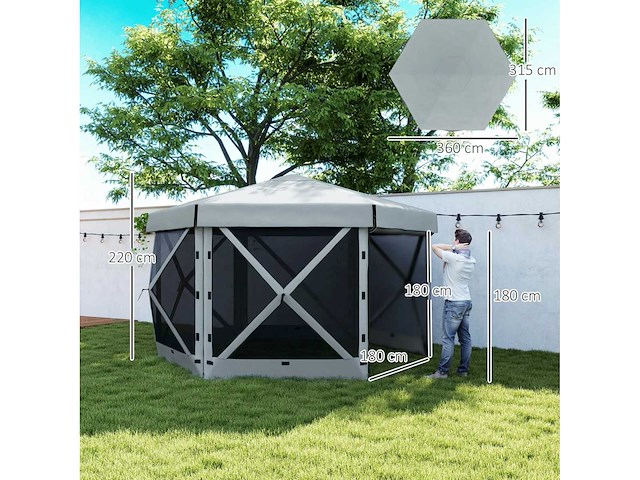 Tonnelle de jardin, chapiteau de jardin avec 5 panneaux en treillis et sac de transport - afbeelding 4 van  8