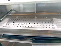 Toog inox blad groene tegels met marmeren opzet, tapinstallatie, dubbele spoelbak met mengkraan afm. 370x95x130 (23) - afbeelding 5 van  9