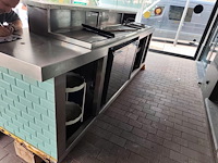 Toog inox blad groene tegels met marmeren opzet, tapinstallatie, dubbele spoelbak met mengkraan afm. 370x95x130 (23) - afbeelding 7 van  9