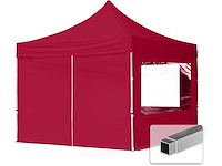 Toolport vouwtent 3x3 m - 2 zijden aluminium barnum opvouwbare tent gazebo-stand paddock ontvangstsschuilplaats pes300 rood