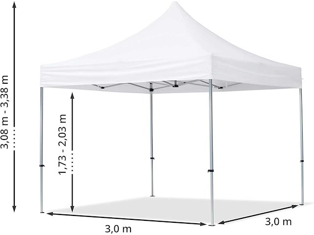 Toolport vouwtent 3x3 m - 2 zijden aluminium barnum opvouwbare tent gazebo-stand paddock ontvangstsschuilplaats pes300 rood - afbeelding 2 van  9