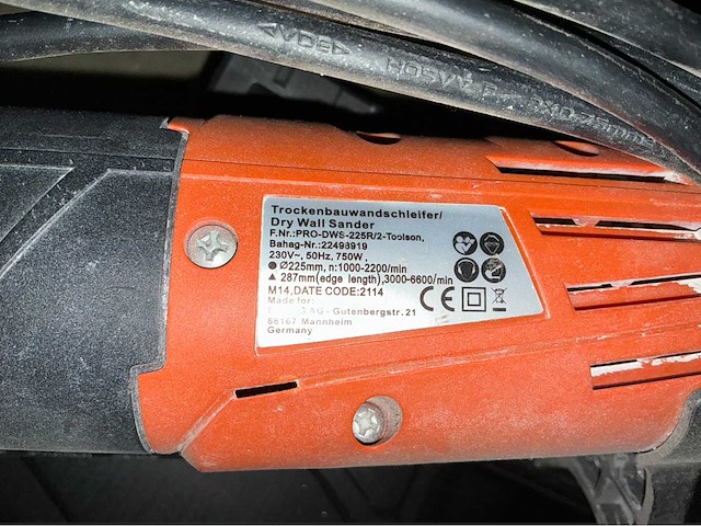 Toolson pro-dws-225r/2 plafond- en wandschuurmachine - afbeelding 5 van  6